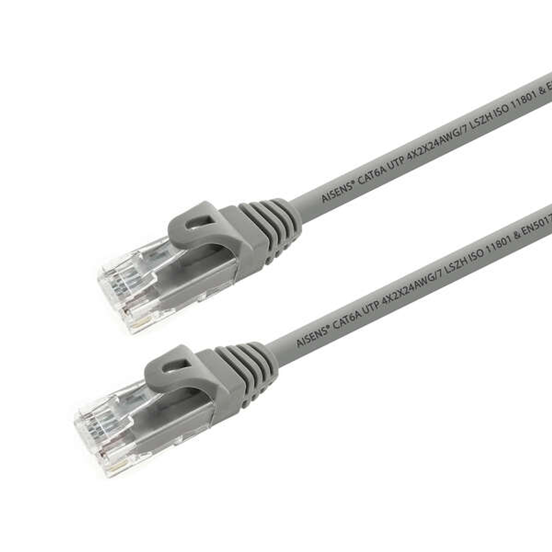 Aisens Cable de Red Latiguillo RJ45 LSZH Cat.6A 500 MHZ UTP AWG24 - 10m - Libre de Halogenos - 10 Gigabit/s - Color Gris 1