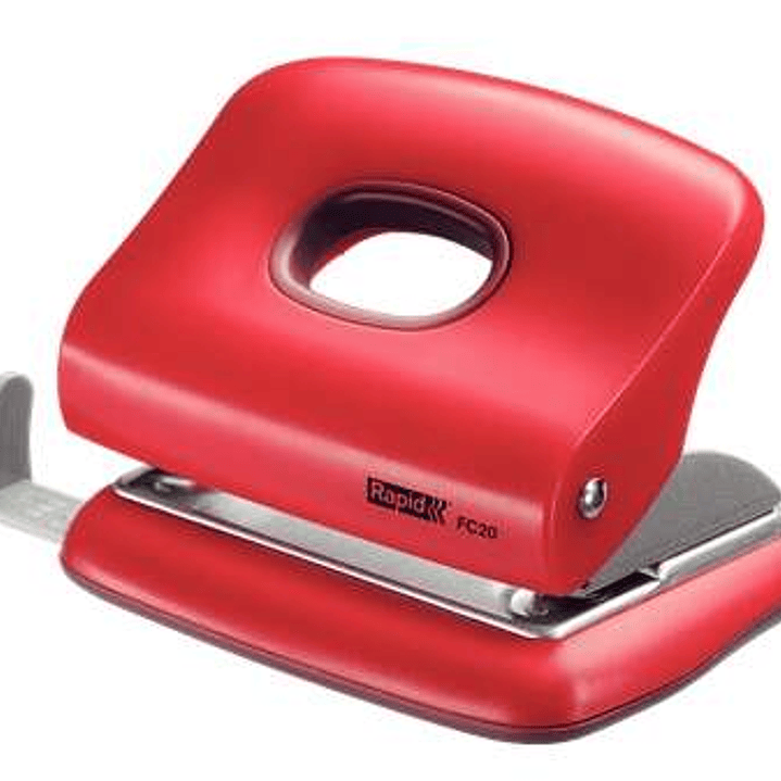 Rapid FC20 Taladro Perforador - Hasta 20 Hojas - Facil Vaciado - Punzones 5.5mm - Color Rojo 1