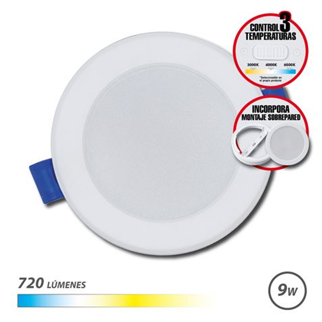 Elbat Downlight Circular 9W - 720Lm - Selector 3 Temperaturas+Sobrepared - Color Blanco 1