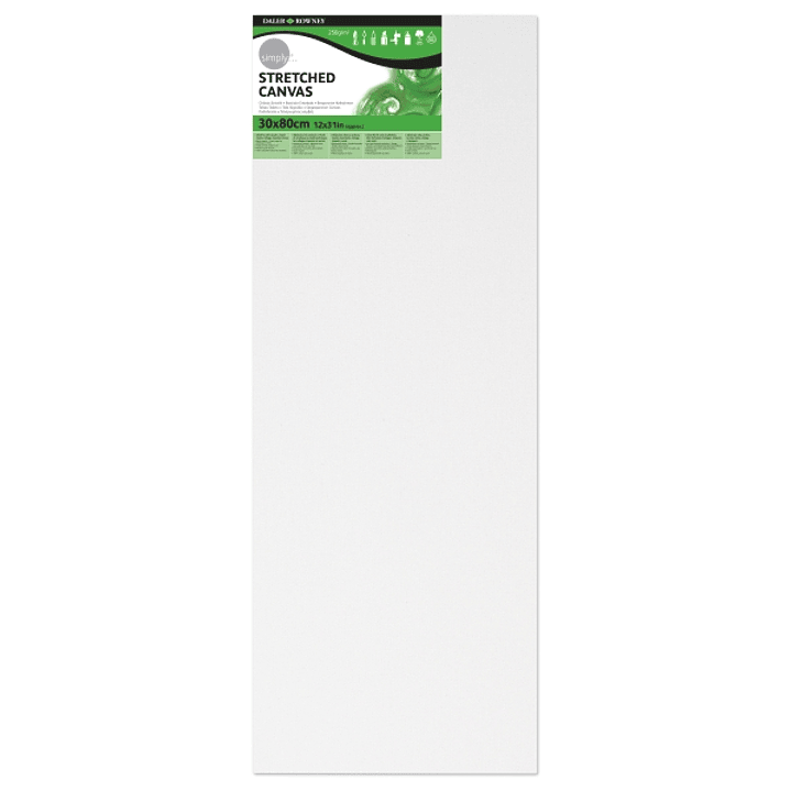 Daler Rowney Simply Bastidor Entelado - 30x80cm - Imprimacion Triple - Grano Medio - 100% Algodon sin Acido - 250g - Color Blanco 1