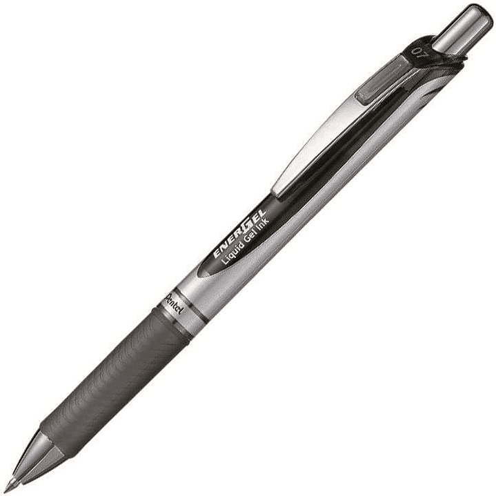 Pentel Energel Boligrafo de Bola Retractil - Punta 0.7mm - Trazo 0.35mm - Tinta Gel - Recargable - Grip de Agarre - Clip de Metal - 50% de Materiales  1