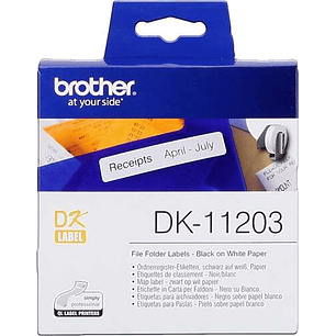 Brother DK11203 - Etiquetas Originales Precortadas para Carpetas - 17x87 mm - 300 Unidades - Texto negro sobre fondo blanco