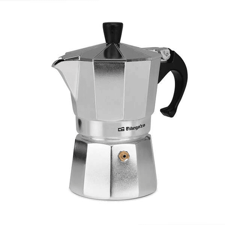 Orbegozo KF 300 Cafetera de Aluminio para 3 Tazas - Prepara Cafe Delicioso en Minutos en Cualquier Cocina - Mango Ergonomico y Valvula de Seguridad pa 1