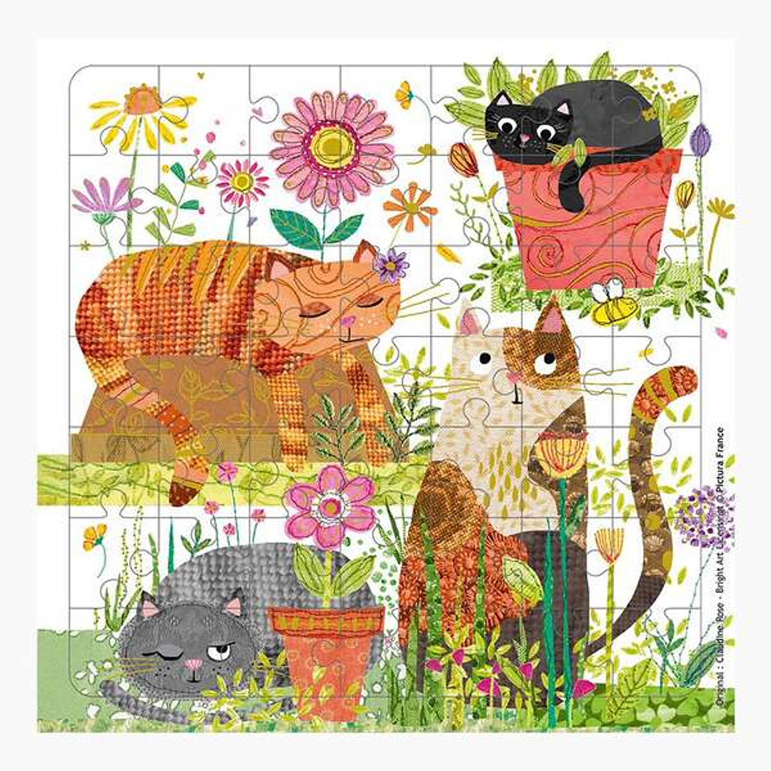 Pictura Tarjeta Puzzle de Gatos - 15.5x15.5cm - 49 Piezas - Tematica Felina - Incluye Sobre Blanco - Certificacion FSC 1