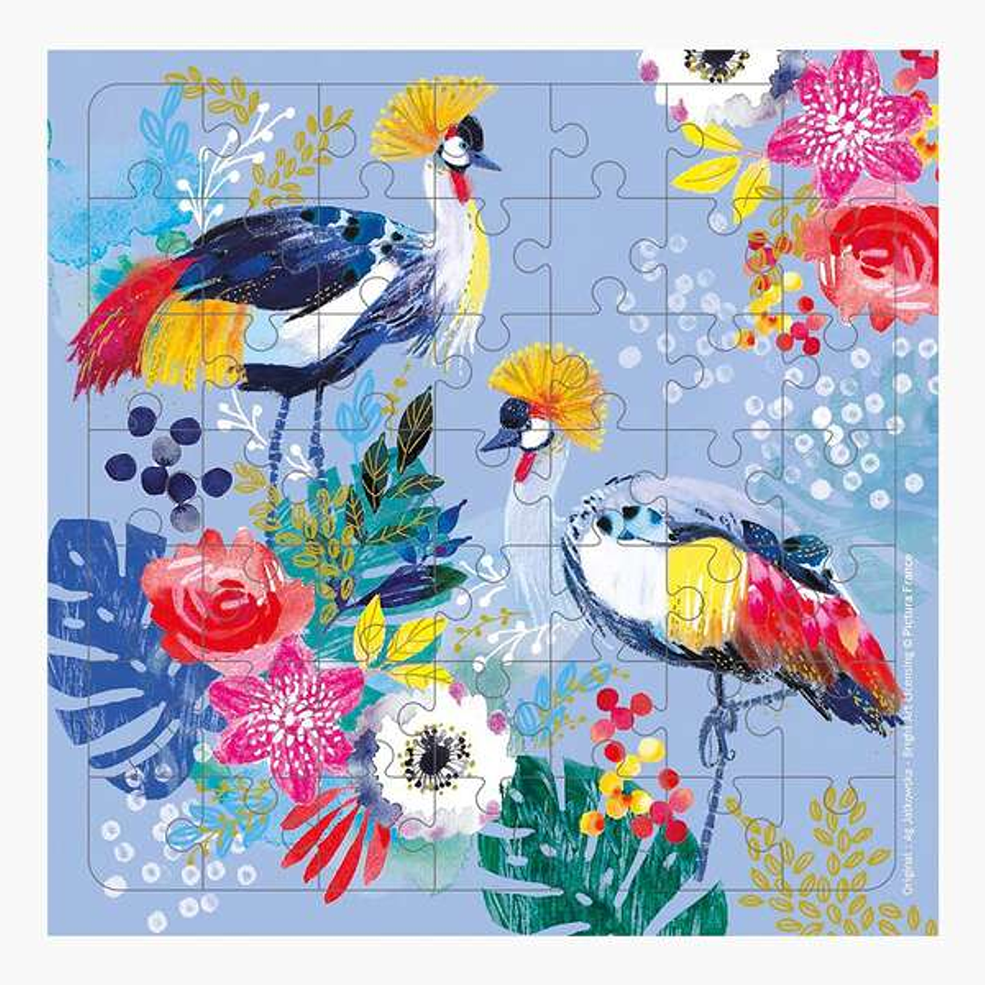 Pictura Tarjeta Puzzle - 15.5x15.5cm - Tematica de Grullas - 49 Piezas - Incluye Tarjeta Plegada y Sobre Blanco - Certificacion FSC 1