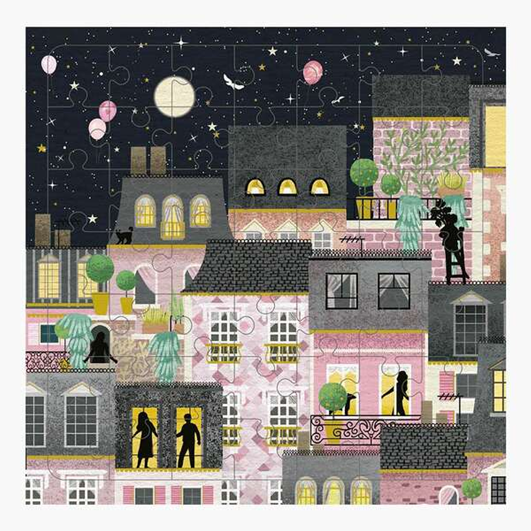 Pictura Tarjeta Puzzle - 15.5x15.5cm - Tematica Ciudad de Noche - 49 Piezas - Incluye Tarjeta Plegada y Sobre Blanco - Certificacion FSC 1