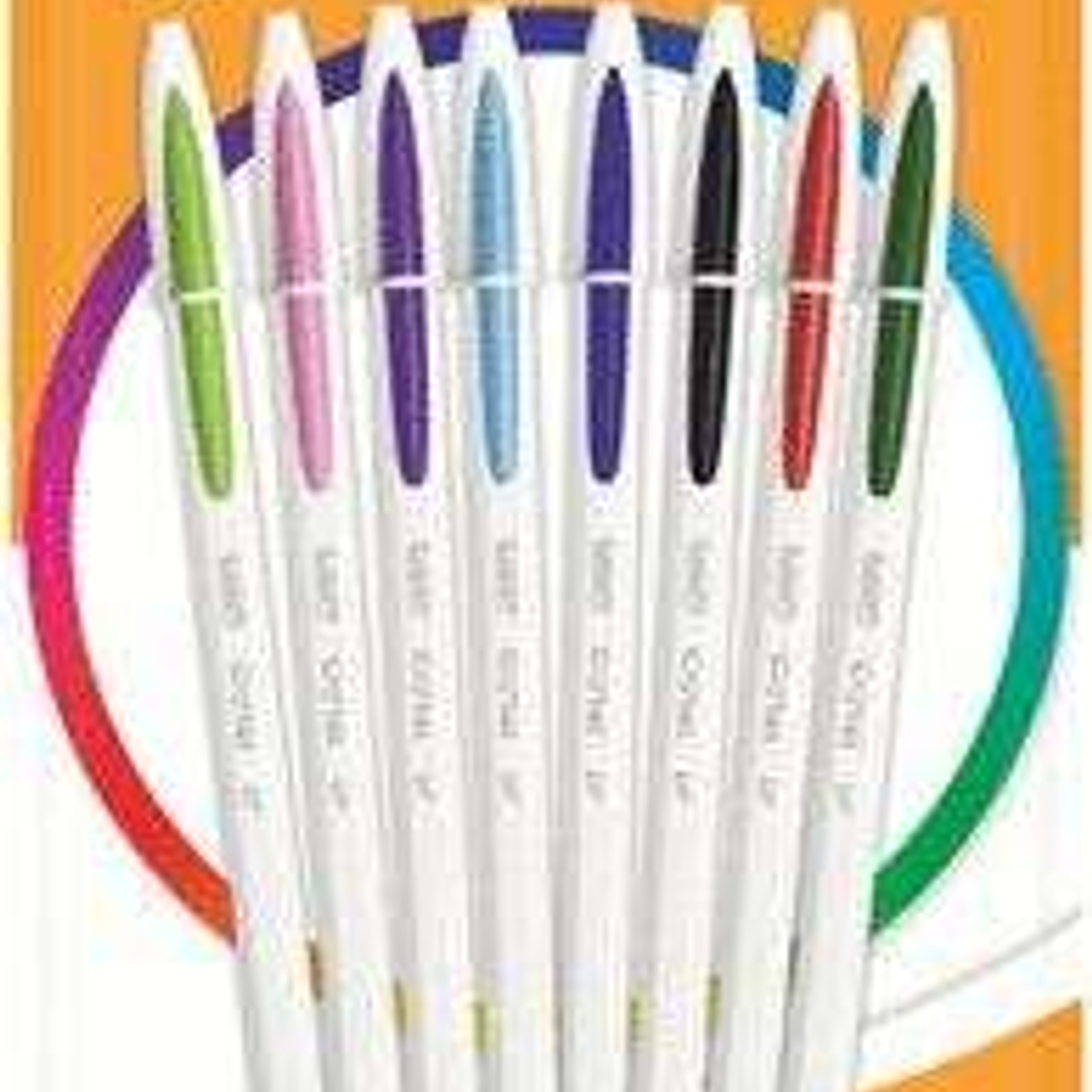 Bic Cristal Up Pack de 8 Boligrafos de Bola - Punta Redonda de 1.2mm - Trazo 0.6mm - Tinta con Base de Aceite - Cuerpo Blanco - Colores Surtidos 1