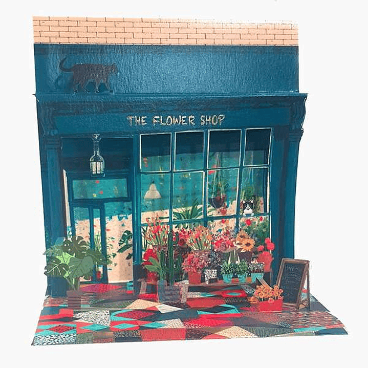 Pictura Tarjeta 3D Pop-Up - 16x16cm - Tematica Floristeria - Embolsada Individualmente - Incluye Sobre Blanco - Papel con Certificacion FSC 1