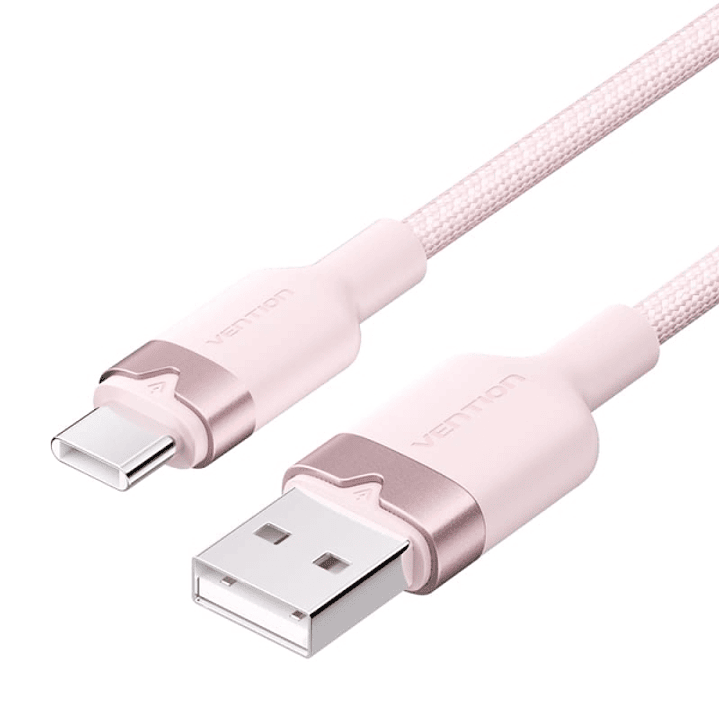 Vention Cable USB-C 2.0 a USB-A 3A 60W - 2m - Trenzado - Color Rosa 1