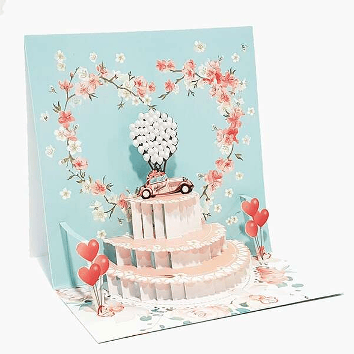 Pictura Tarjeta 3D Pop-Up - 16x16cm - Tematica Corazones - Embolsada Individualmente - Incluye Sobre Blanco - Papel con Certificacion FSC 1