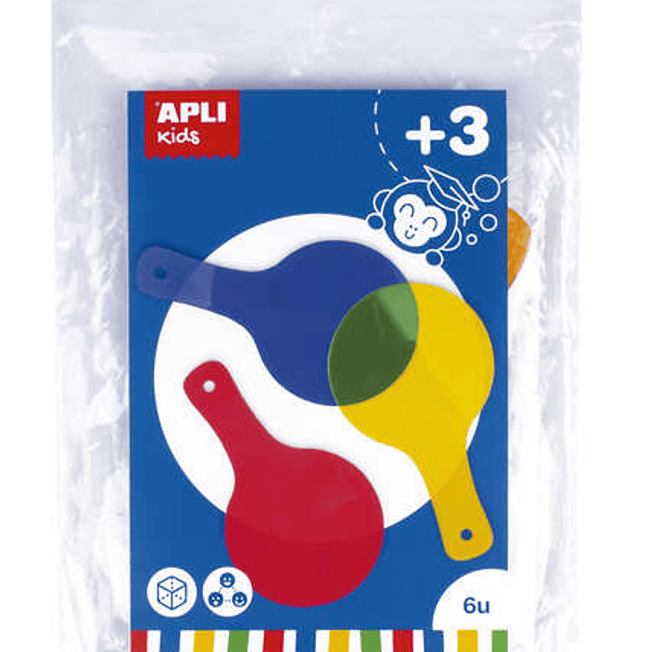 Apli Paletas Translucidas para Mezcla de Colores - Tamaño 80x140mm - Ideal para Escuelas y Talleres Infantiles - Colores Surtidos: Amarillo, Rojo, Ver 1