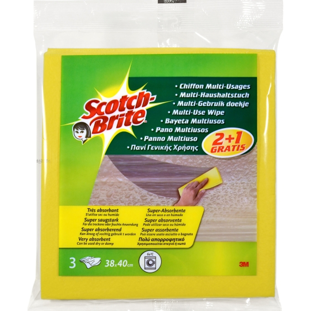 Scotch-Brite Pack de 3 Bayetas Multiusos - Promocion 2 + 1 Gratis - Color Amarillo 1