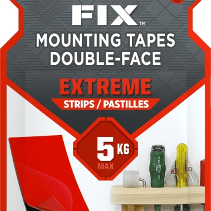 Scotch-Fix Pack de 8 Tiras de Montaje Extremo de Doble Cara - 25x76mm - Color Negro 1