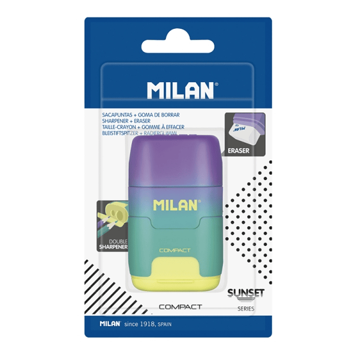 Milan Compact Sunset Afilaborra - Cuchilla de Acero de Seguridad - Doble Agujero para Normal y Maxi - Color Turquesa 1