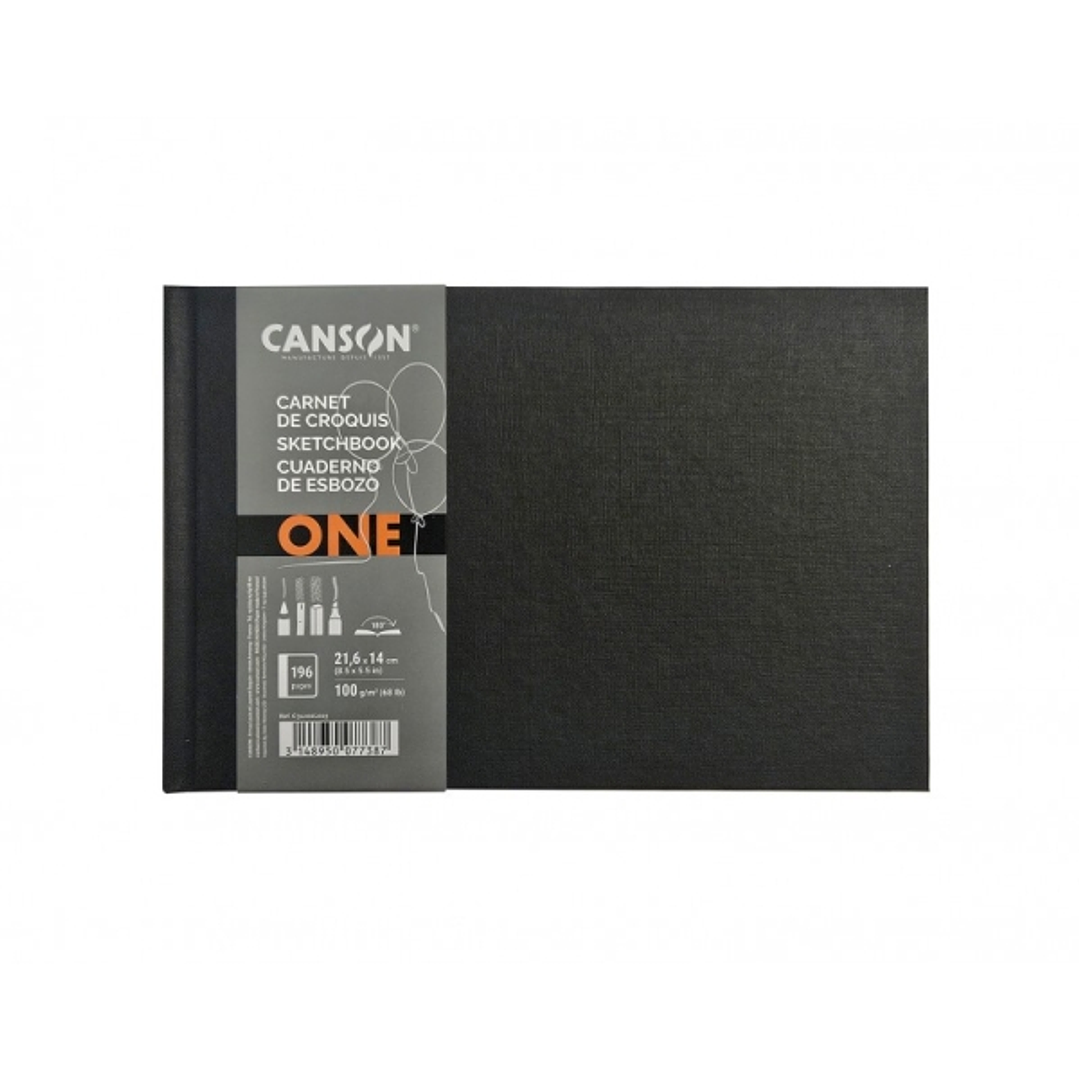 Canson Sketch One Cuaderno Apaisado con 98 Hojas - 21.6x14cm - 100g - Grano Fino - Color Blanco 1