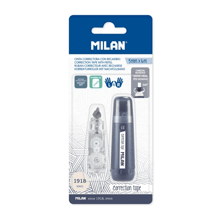 Milan 430 Since 1918 Cinta Correctora - Presentacion en Blister - Incluye Recambio - 5mm x 6m - Color Azul 1