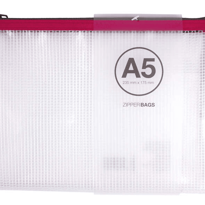 Apli Sobres Porta-Todo de Goma Eva Transparente - Tamaño A5 (235x175mm) - Suaves, Resistentes y Duraderos - Cierre de Cremallera - Colores Surtidos 1