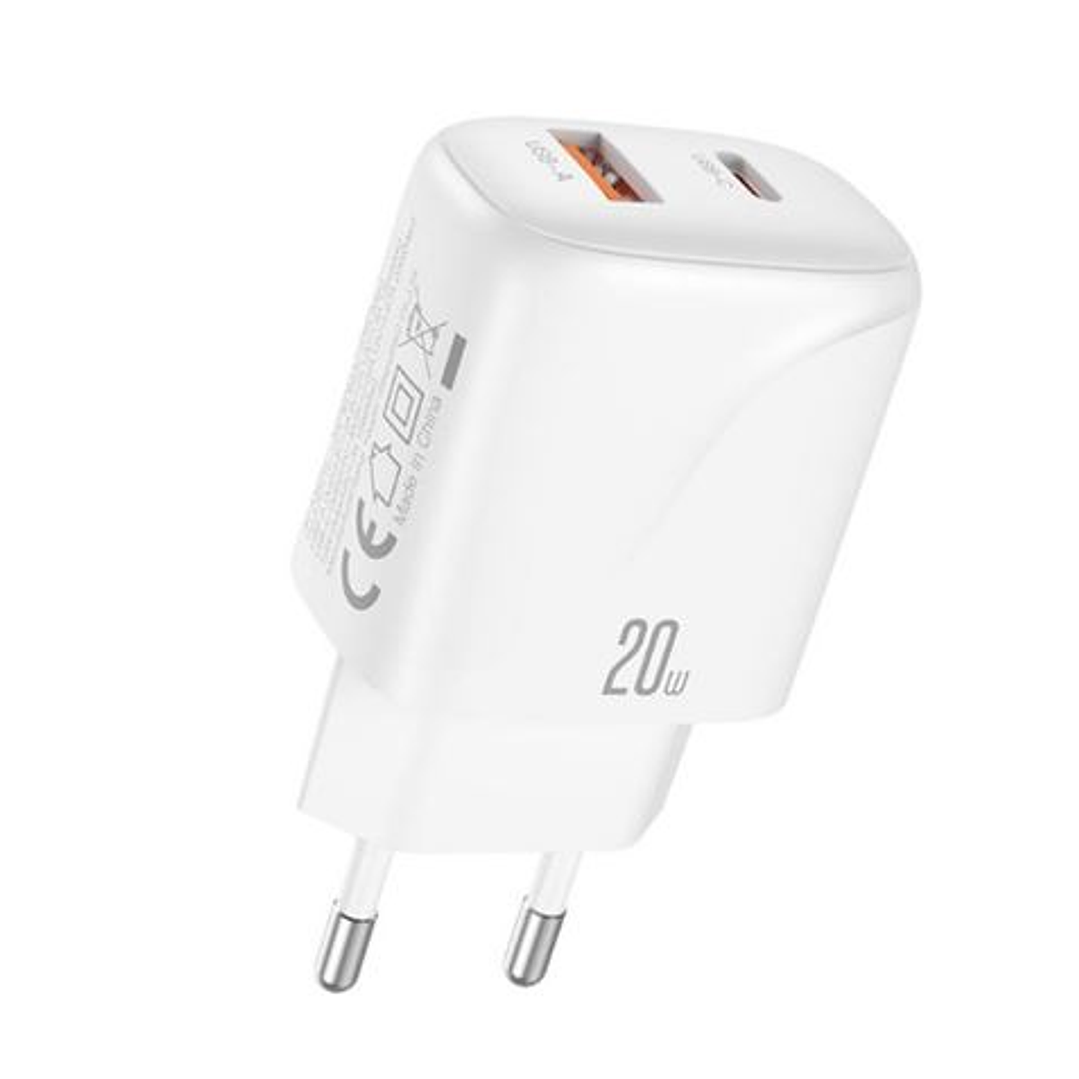 XO L158 Cargador de Corriente 20W - USB-A y USB-C - Alto Rendimiento - Color Blanco 1