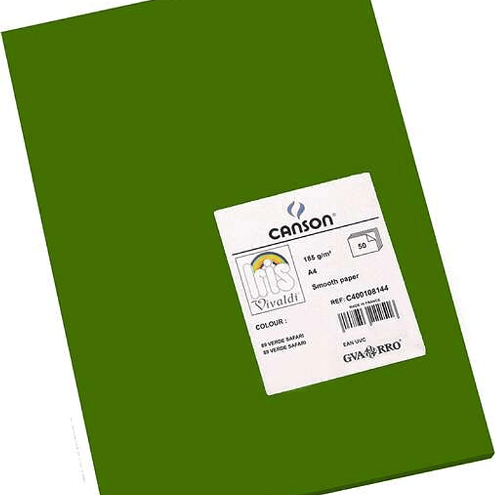 Canson Guarro Pack de 50 Cartulinas Iris A4 de 185g - 21x29.7cm - Color Verde Safari 1