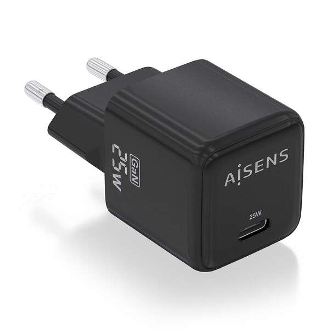 Aisens Cargador Gan 25W - 1xUSB-C PD3.0 QC4.0 - Color Negro 1
