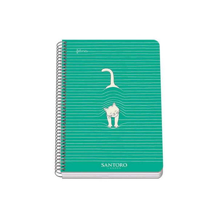 Dohe Santoro Felines Cuaderno Espiral Tapa Rigida - Tamaño A5 de 80 Hojas 90gr - Hojas con Cuadricula 4mm 1