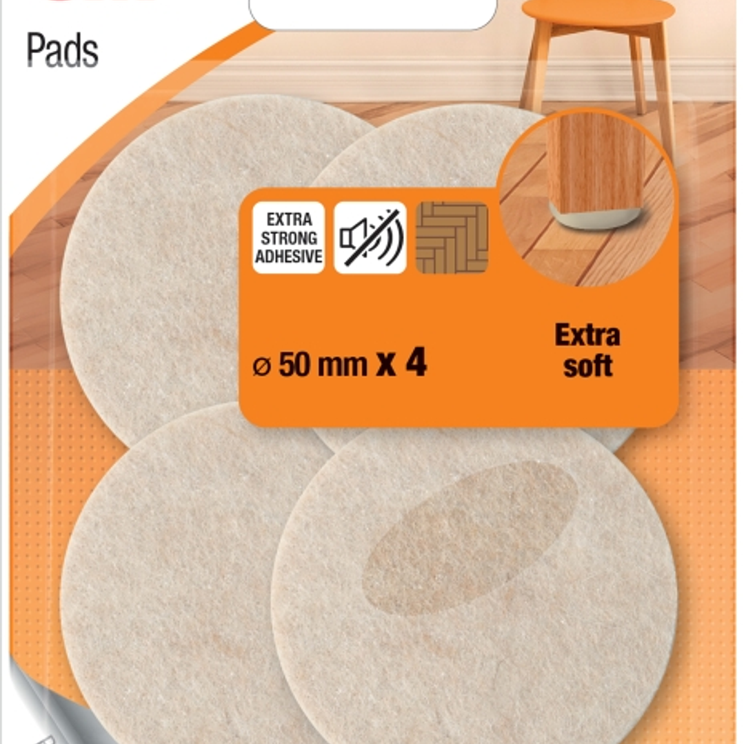 3M Pack de 4 Almohadillas de Fieltro - 50mm de Diametro - Extra Suaves - Color Beige 1