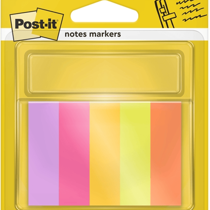 Post-It Pack de 5 Blocs de 50 Marcadores Reposicionables - Forma Rectangular - Colores Surtidos 1