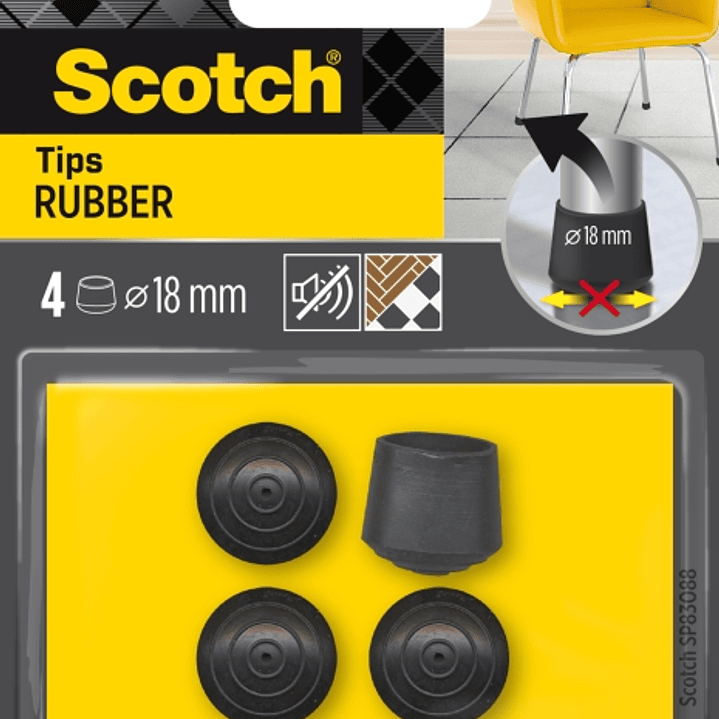 Scotch Pack de 4 Conteras de Goma - Diametro de 18mm - Color Negro 1