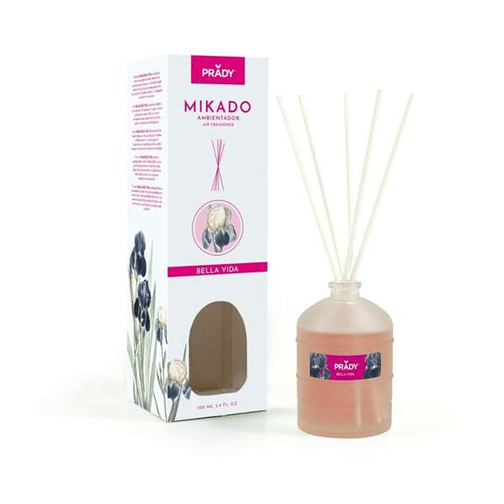 Prady Ambientador Mikado Belle Epoque - Frasco de Cristal 100ml y Varitas Difusoras 1