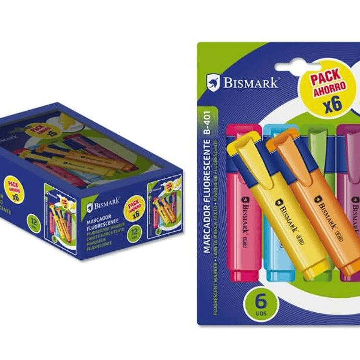 Bismark Pack de 6 Rotuladores Fluorescentes Neon - Tinta de Secado Rapido - Ideal para Subrayar y Resaltar - Diseño Ergonomico - Larga Duracion 1