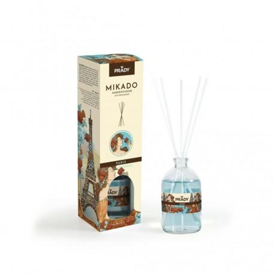 Prady Ambientador Mikado Paris Rose & Patchouli - Frasco de Cristal 100 ml y Varitas Difusoras 1