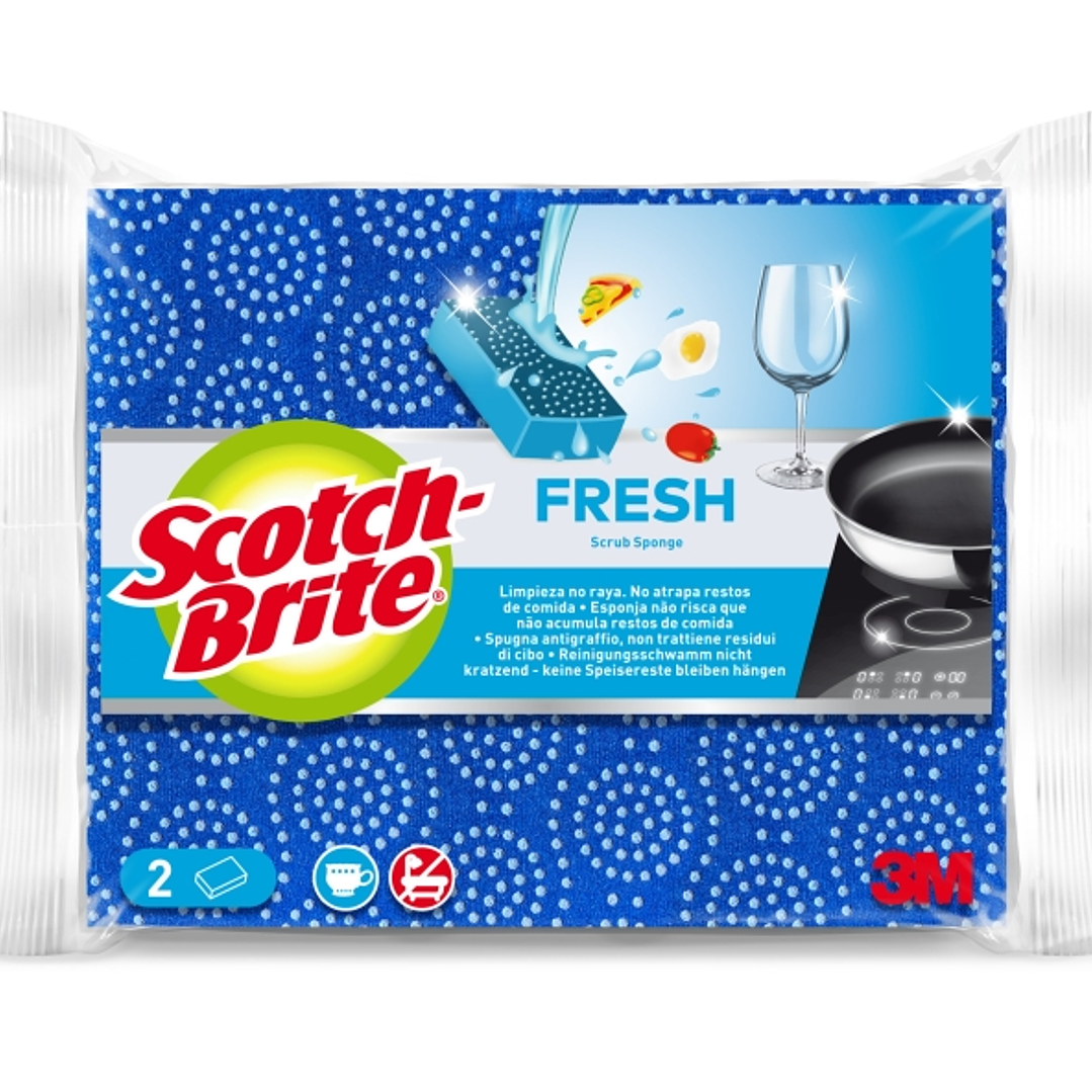 Scotch-Brite Fresh Pack de 2 Estropajos de Cocina - No Raya - Color Azul 1