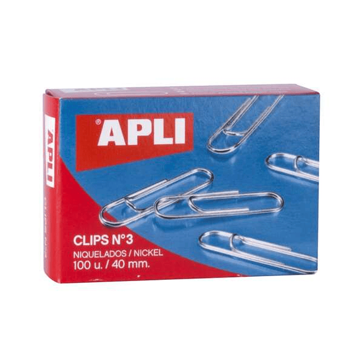 Apli Pack de 100 Clips Niquelados nº3 40 mm 1