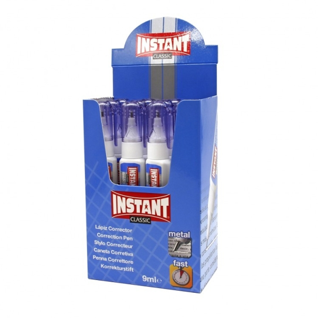 Instant Classic Boligrafo Corrector 9ml - Correccion Precisa, Limpia y Facil - Secado Rapido - Valvula de Control 1