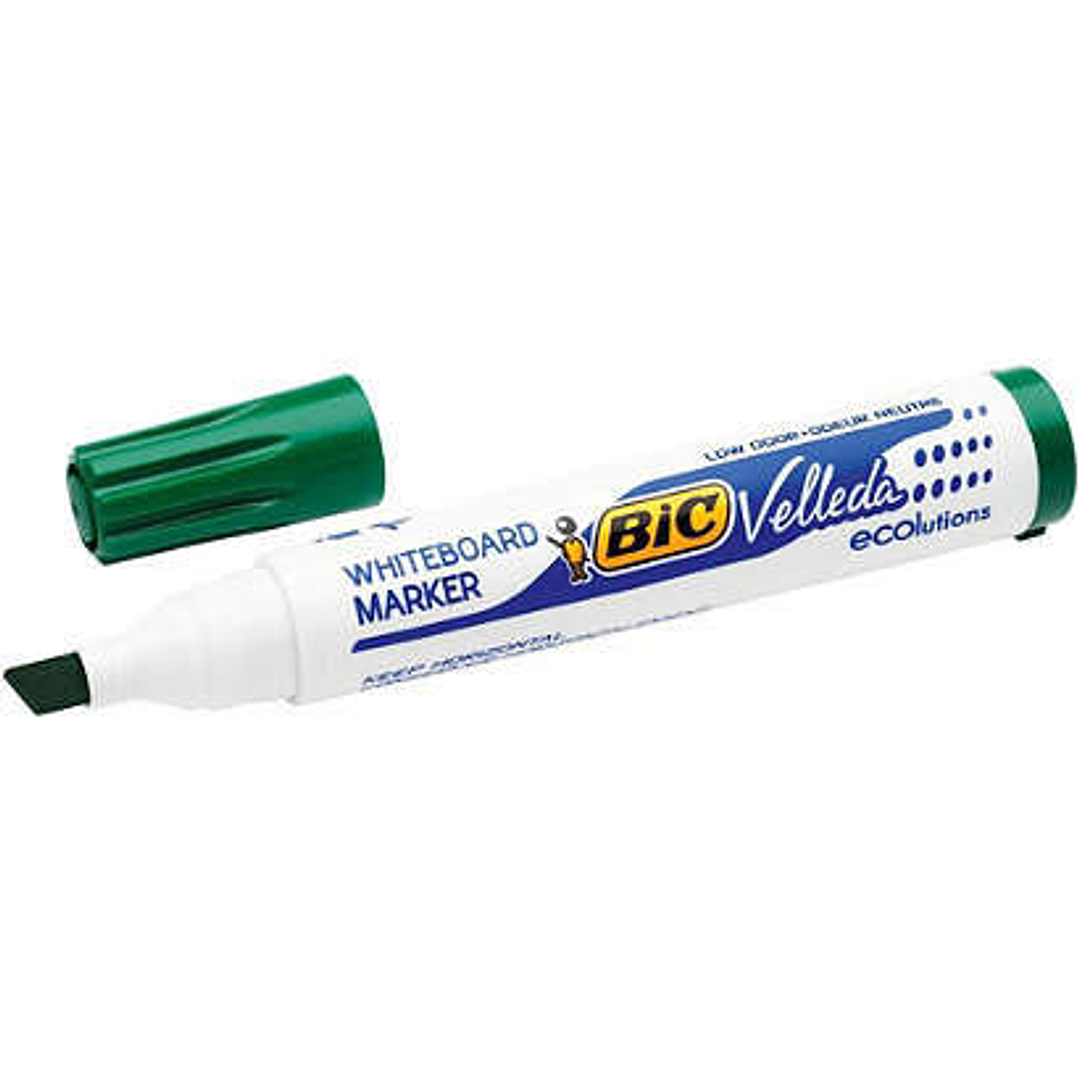 Bic Velleda 1751 ECOlutions Marcadores para Pizarra - Punta Biselada - Trazo entre 3mm y 5.5mm - Tinta con Base de Alcohol - Ecologico - Borrado Optim 1