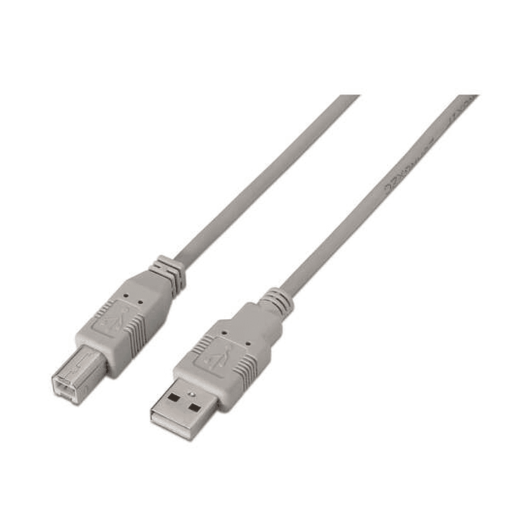 Aisens Cable USB 2.0 Impresora - Tipo A Macho a Tipo B Macho - 3.0m - Color Beige 1