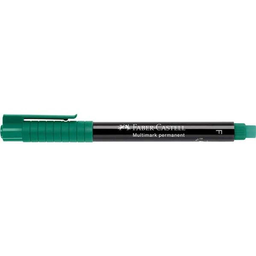 Faber-Castell Multimark Rotulador Permanente - Ancho de Trazo 0.6mm - Goma de Borrar Integrada - Resistente a la Luz y al Agua - Color Verde 1