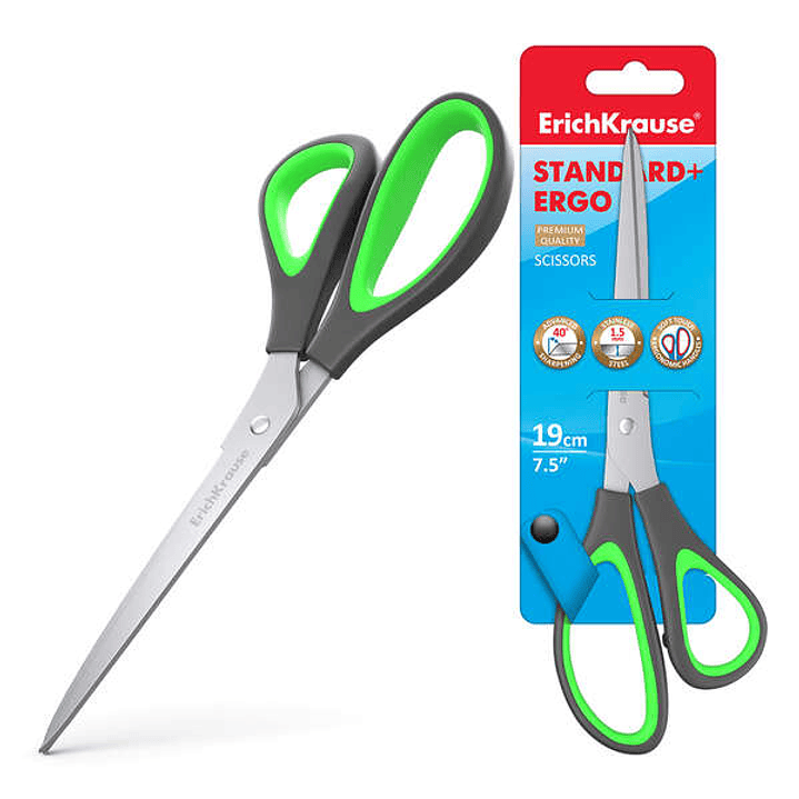 Erichkrause Tijeras Standard+ Ergo - Cuchillas de Acero Inoxidable - Afilado Doble Avanzado - Resistente a La Corrosion - Mangos Ergonomicos - Color V 1