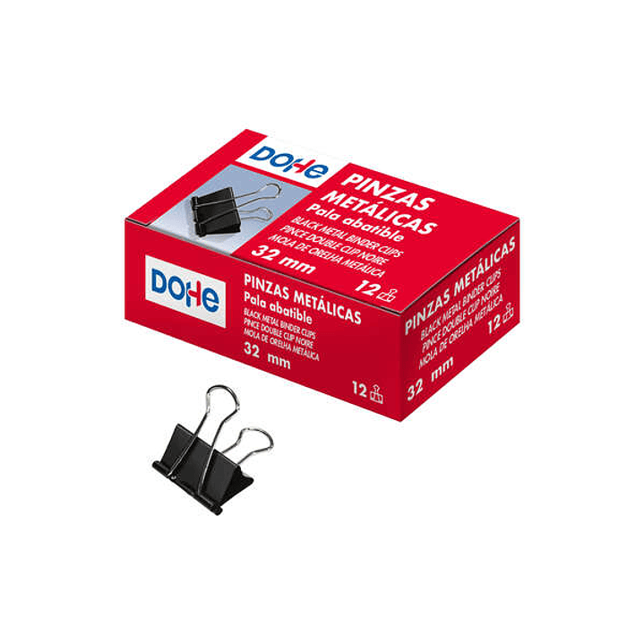 Dohe 12 Pinzas Metalicas Sujetapapeles de Pala Abatible - 50mm - Acero de Gran Resistencia - Color Negro 1