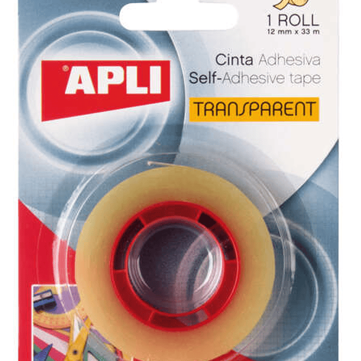 Apli Cinta Adhesiva Transparente 12mm x 33m - Resistente al Agua y a la Intemperie - Facil de Cortar y Aplicar - Ideal para Manualidades y Embalaje Tr 1