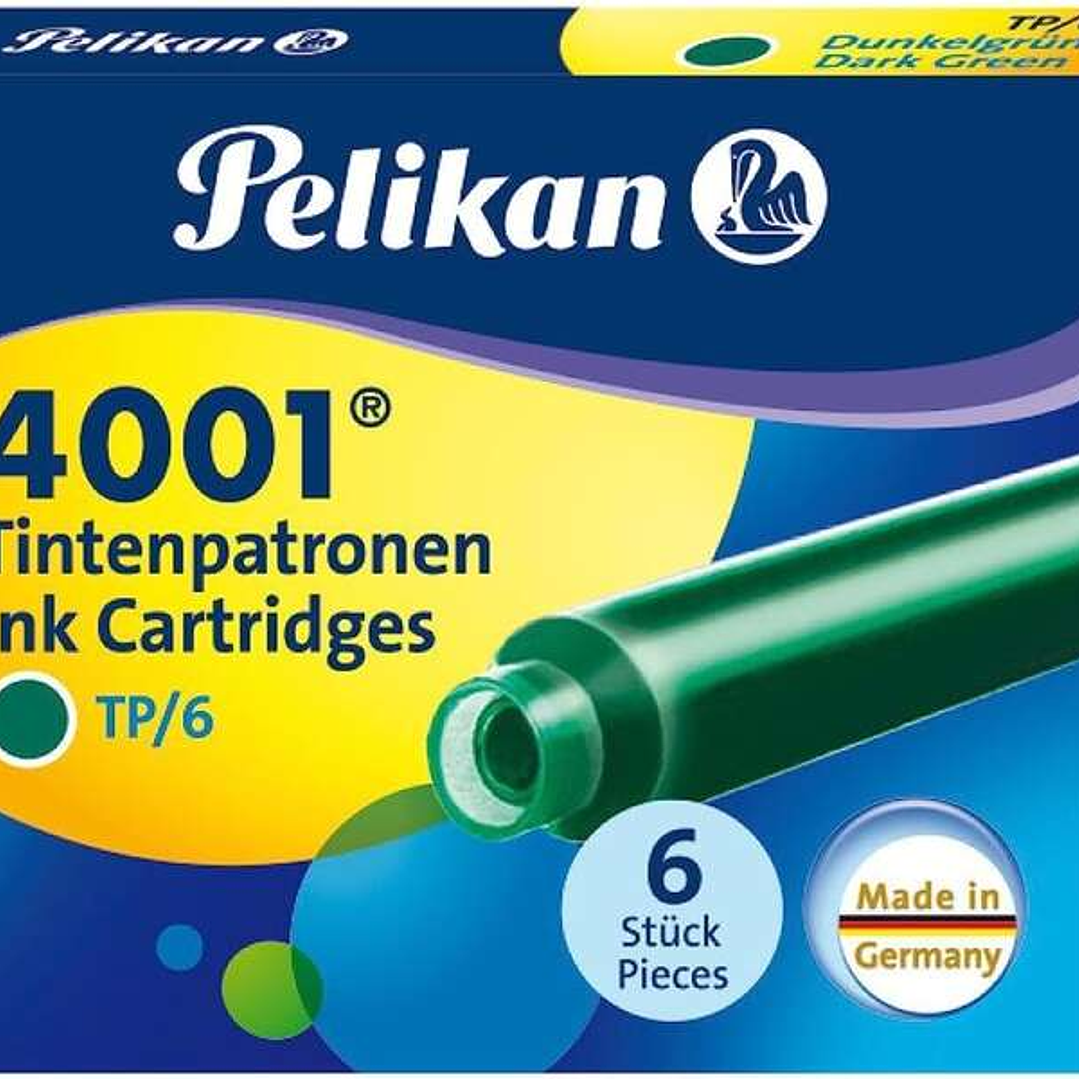 Pelikan Caja de 6 Cartuchos 4001 TP/6 - Recambio para Pluma Estilografica - Color Verde Oscuro 1