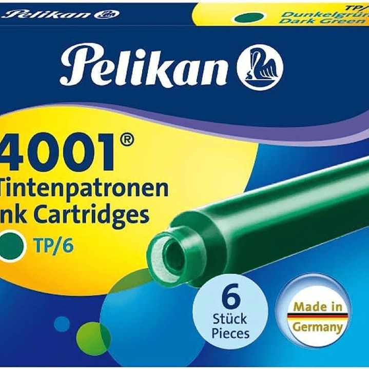Pelikan Caja de 6 Cartuchos 4001 TP/6 - Recambio para Pluma Estilografica - Color Verde Oscuro 1