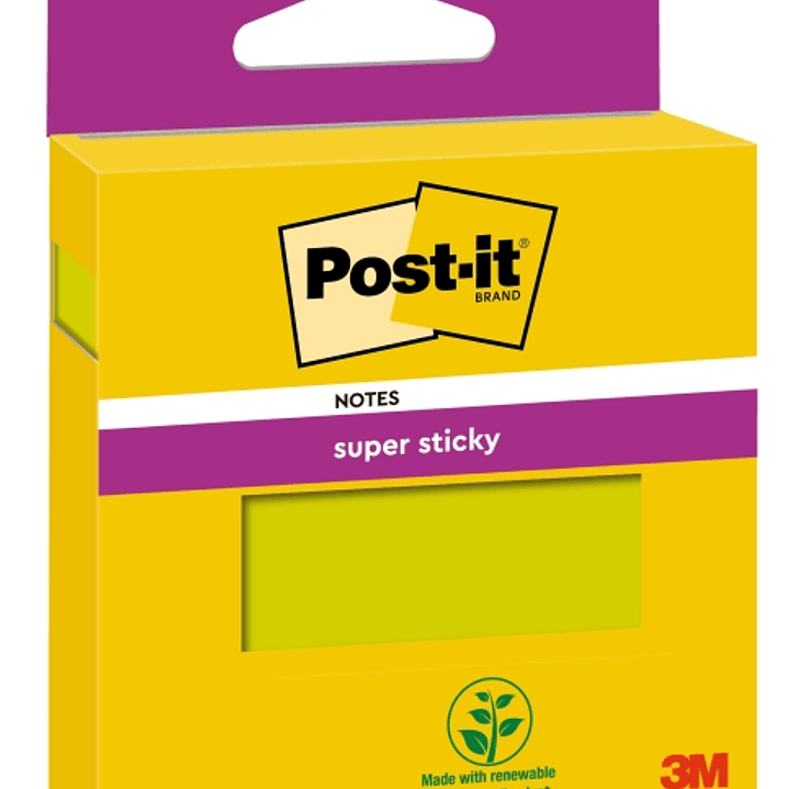 Post-It Super Sticky Pack de Hojas/Bloc, 1 Bloc de 90 Notas Adhesivas Reposicionables - 76x76mm - Color Verde 1