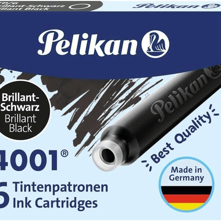 Pelikan 4001 TP/6 Pack de 6 Cartuchos - Tinta de Alta Calidad - Compatible con Plumas Estilograficas - Color Negro 1