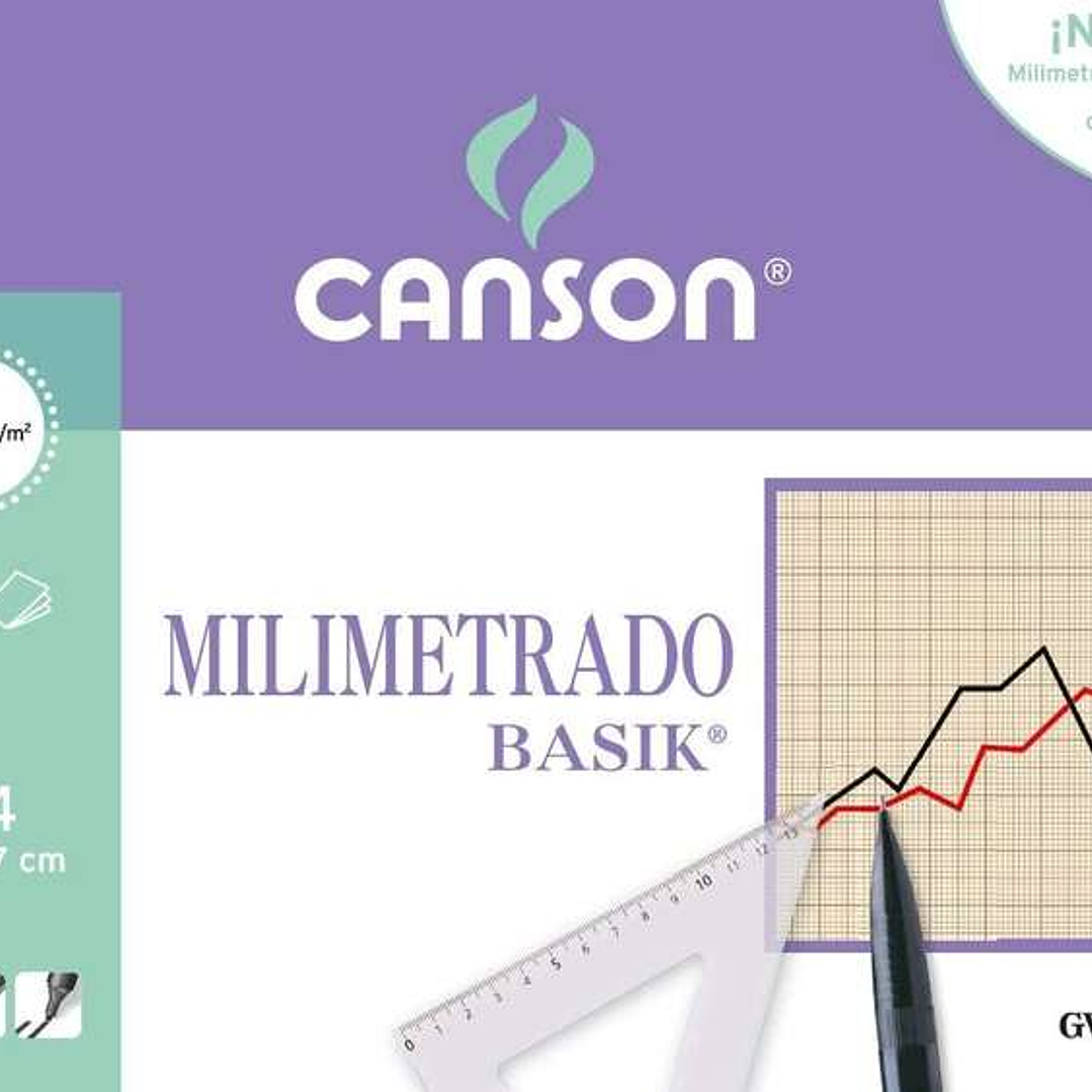Canson Minipack de 12 Hojas A4 - Milimetrado Basik - 21x29.7cm - 100g - Color Sepia 1