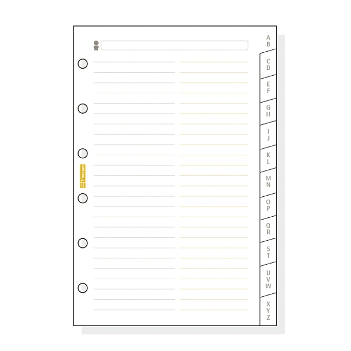 Finocam C375 Indice Alfabetico para Agendas Classic - 12 Solapas - Formato 603 - 79x127x3mm - Cartulina - Color Blanco 1