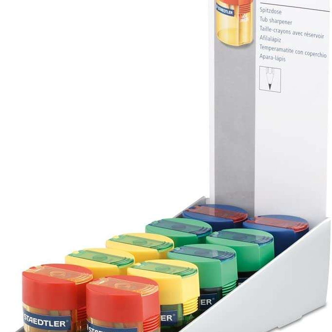 Staedtler Sacapuntas con Deposito de 1 Orificio - Hasta 8.2mm - Angulo de Afilado 23º - Colores Surtidos 1