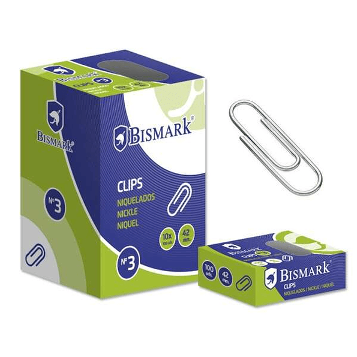 Bismark Pack de 100 Clips Nº3 42mm - Niquelados 1
