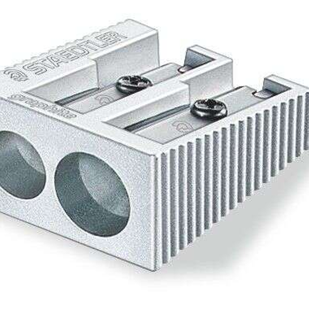 Staedtler Sacapuntas Metalico con Cuchilla de Metal - Angulo de Afilado de 23° y 30º - 2 Agujeros 1