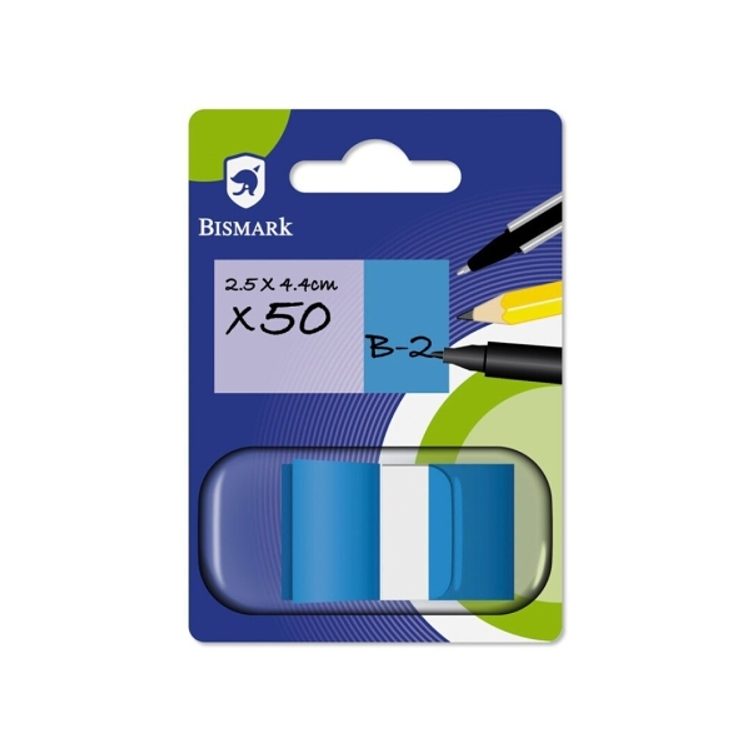 Bismark Dispensador con 50 Marcadores Reposicionables 44 x 25mm - Para Marcar, Señalar o Destacar Informacion - Color Azul 1